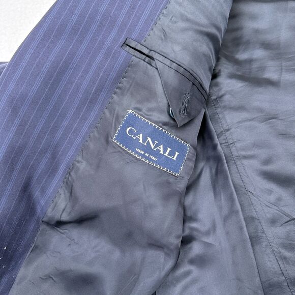 Canali Blazer Jacket Mens Size 42 R‎ Navy Blue Wool Pinstripe Made in Italy - Picture 6 of 12